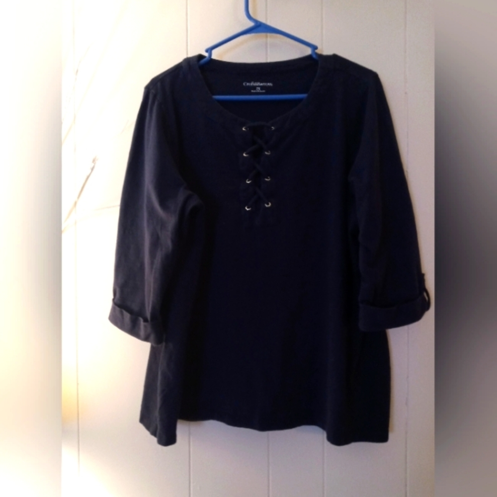 Croft & Barrow womens' pullover top XL navy blue.